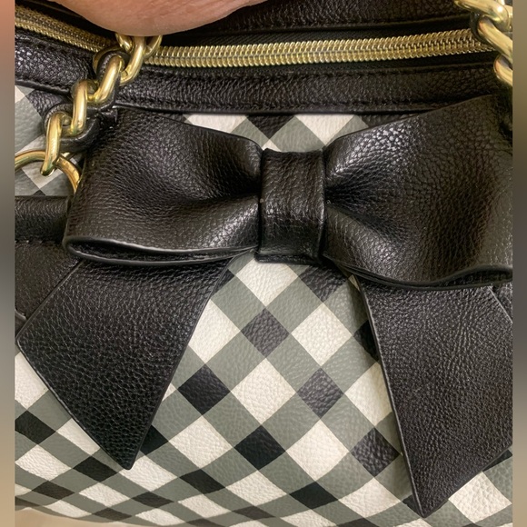 Betsey Johnson black and white check satchel - Picture 3 of 11